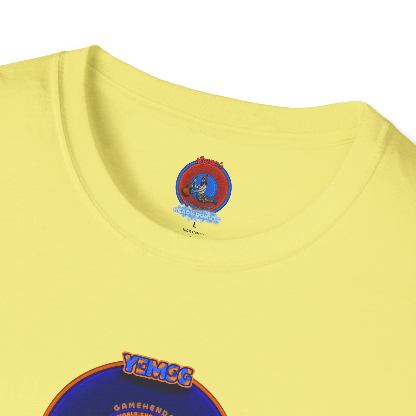 Classic Donut Tee - Unisex Soft-Style - "Diedrich Knickerbocker's Donut" - vivid blue/orange donut - variant 1