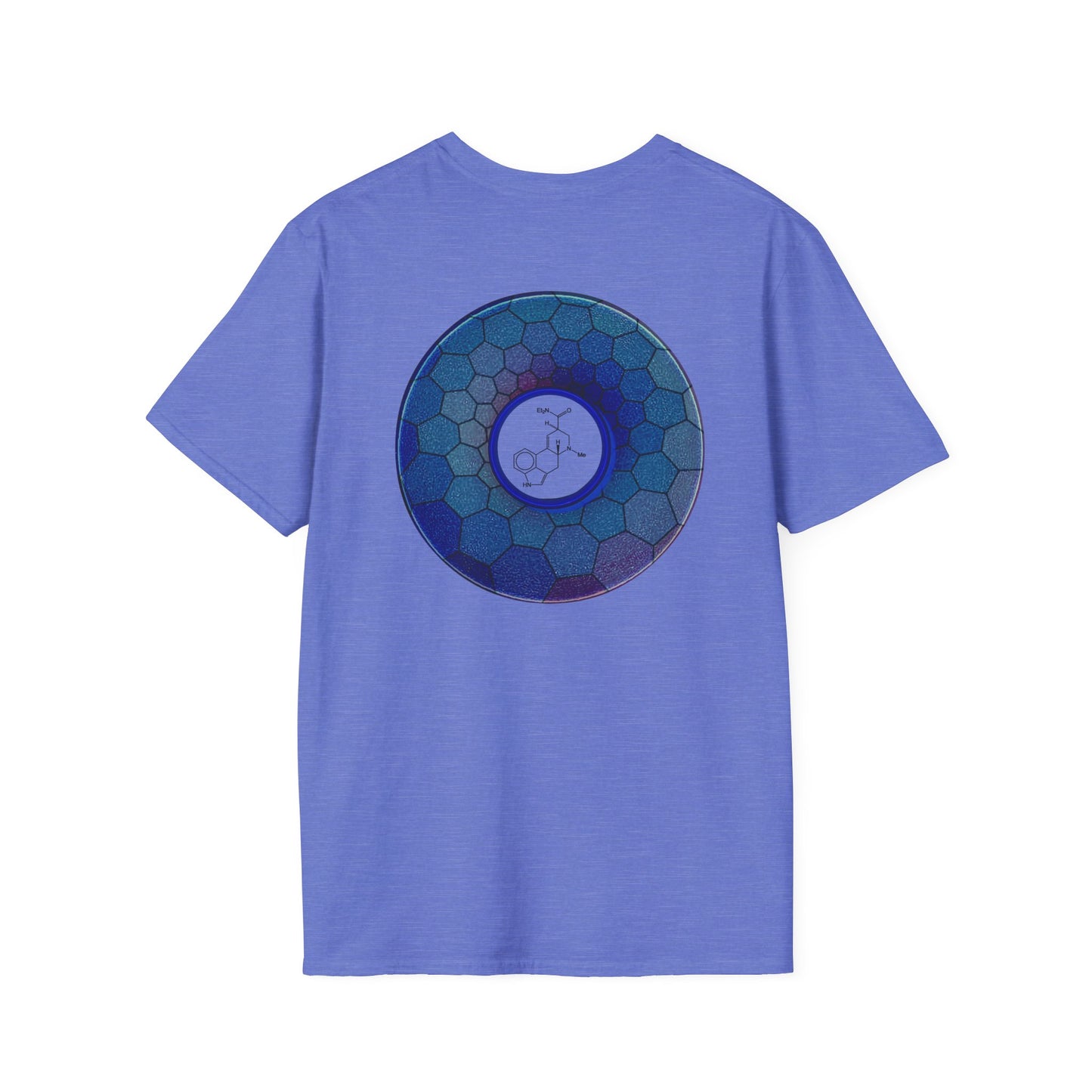 Classic Donut Tee - Unisex Soft-Style - "Dr. Albert Hofmann's Favorite Donut" - series 1.0  - variant 2 - blue hexadonut