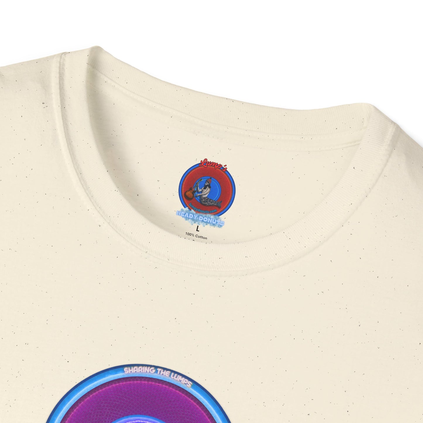 Classic Donut Tee - Unisex Soft-Style - "Lumpy Collective Donut" - rustic purple/light blue lumpy donut - variant 2