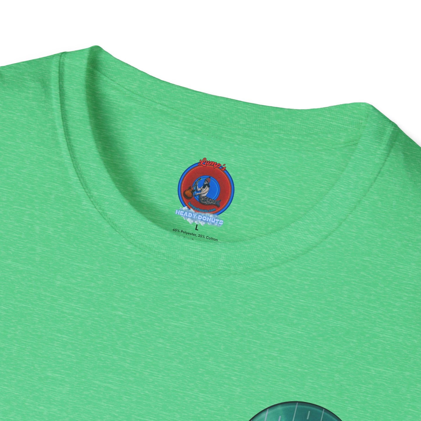 Classic Donut Tee - Unisex Soft-Style - "Harry's Hoodlum Donut" - series 1.0  - variant 3 - green donut(s)