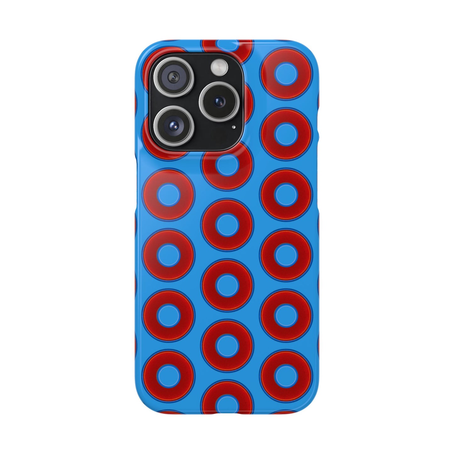 Lumpy Donut Snap Case - red vivid donut print w/sky royal blue background