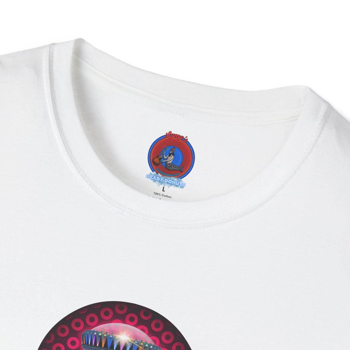Classic Donut Tee - Unisex Soft-Style - "Donuts now Served on the Mothership" - series 1.0  - variant 2  - red/red paradoxical donut