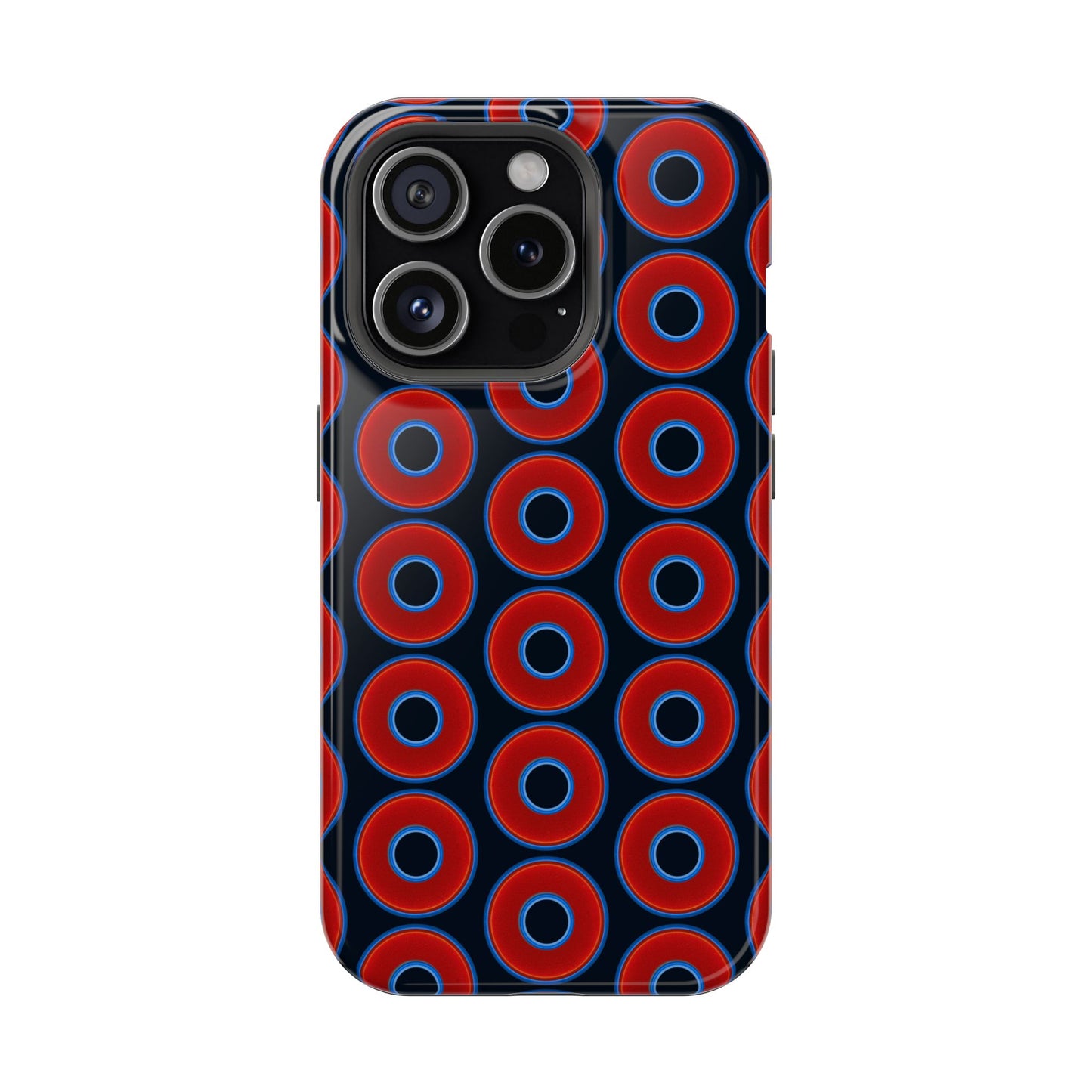 Magnetic Tough Donut Case - red vivid donut print w/blue charcoal background