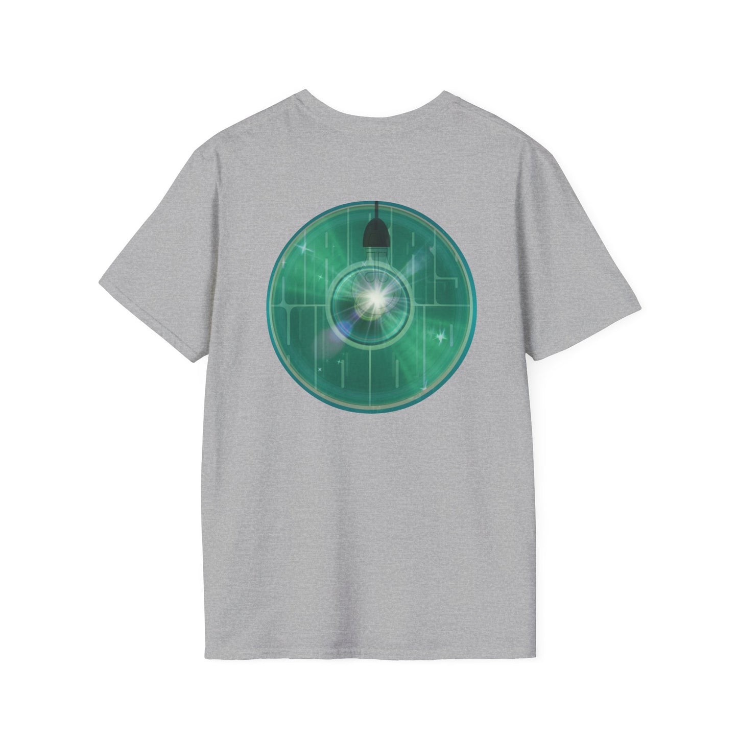 Classic Donut Tee - Unisex Soft-Style - "Harry's Hoodlum Donut" - series 1.0  - variant 4 - lights on/green donut(s)