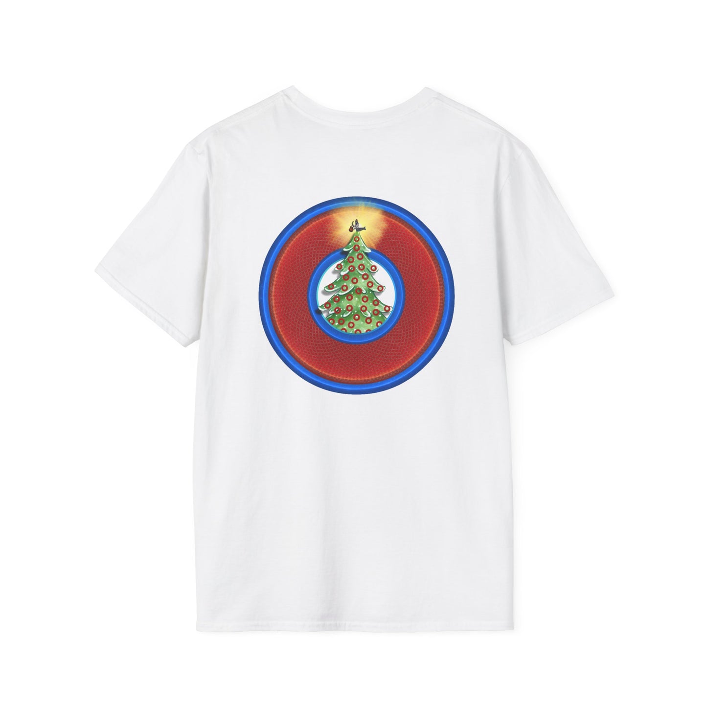 Classic Donut Tee - Unisex Soft-Style - "It's Always Phishmas in Philly" - rustic red/blue donut