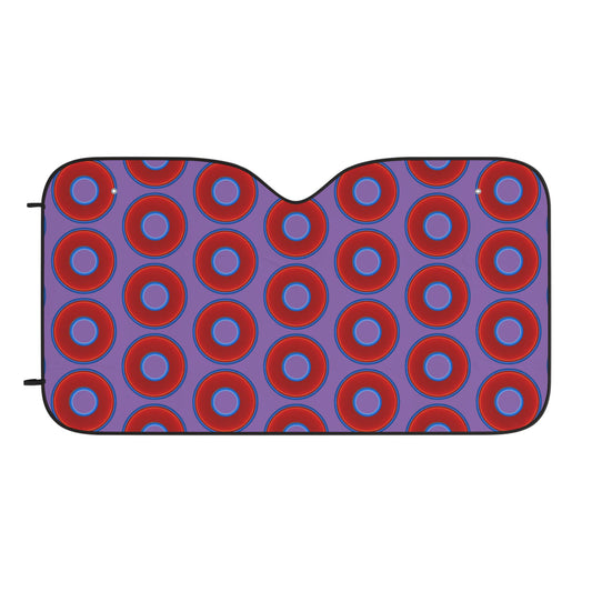 Automotive Donut Sun Shade - red vivid donuts w/light purple background