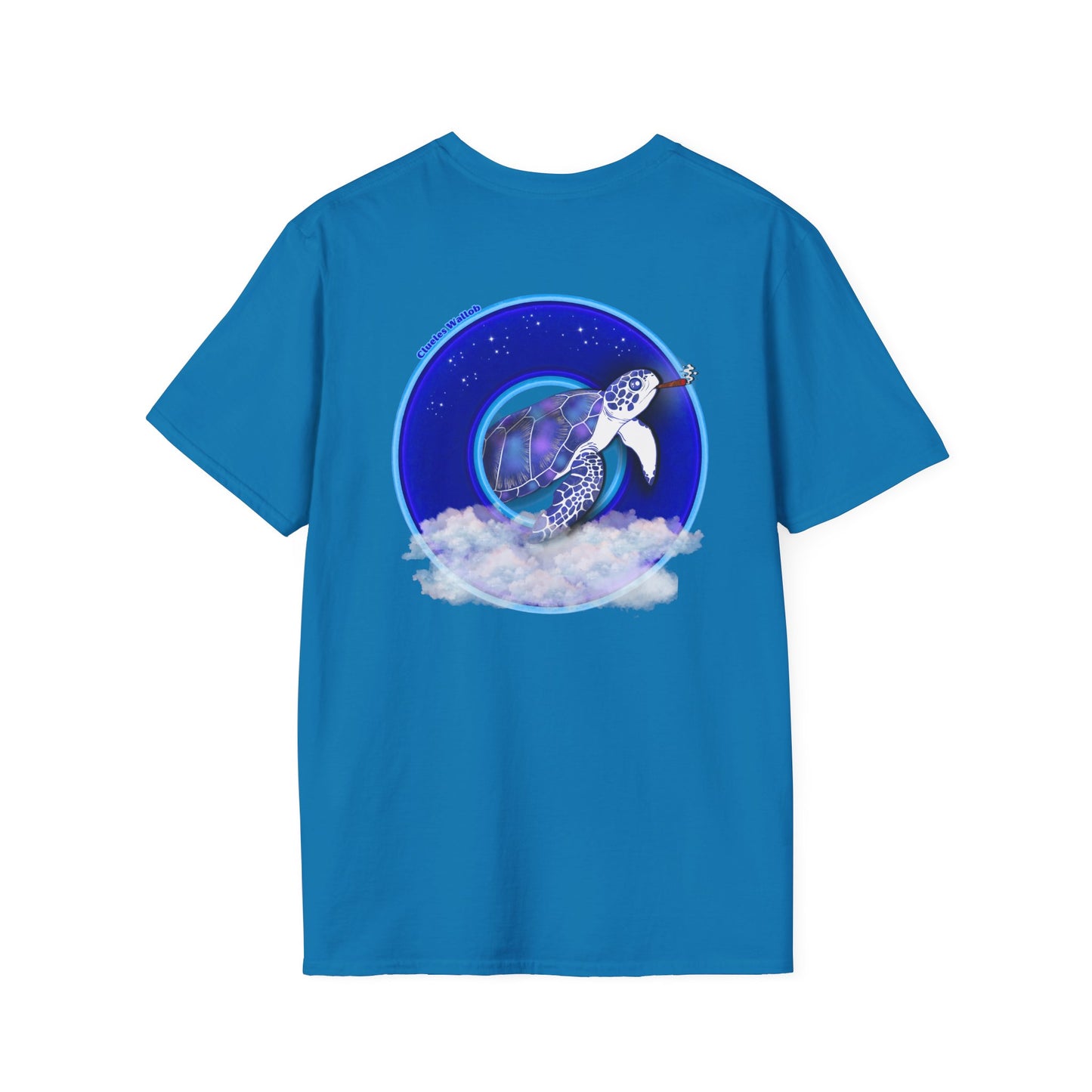 Classic Donut Tee - Unisex Soft-Style - "Clueless Wallob's Donuts" - vivid blue sky donut