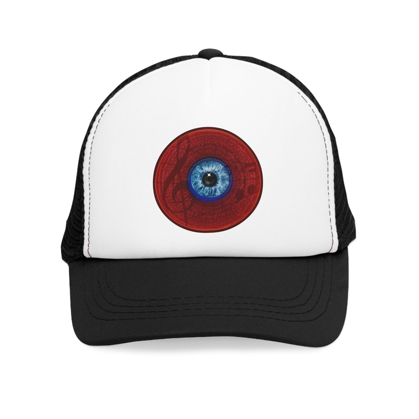 Lumpy Trucker Hat - "Gogli Sees All" - red donut