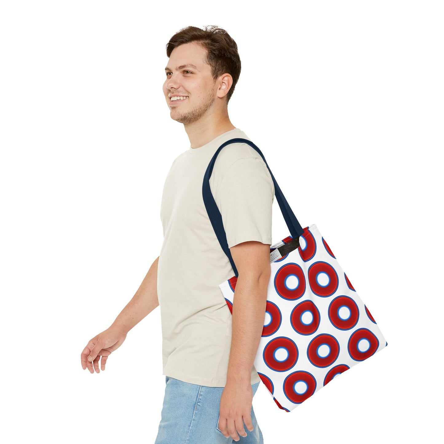 Lumpy Beach/Tote Bag - red vivid donuts w/white background