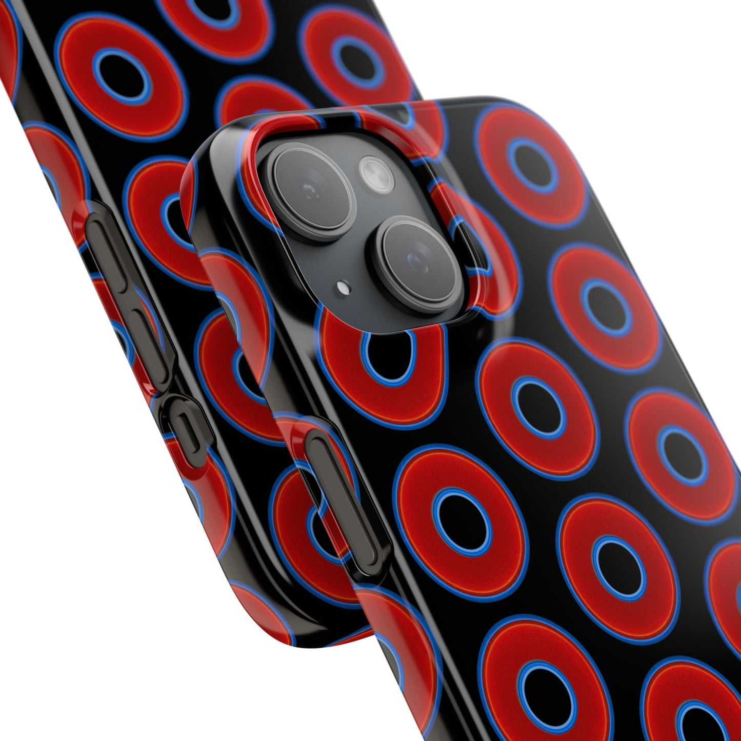 Lumpy Donut Snap Case - red vivid donut print w/black background