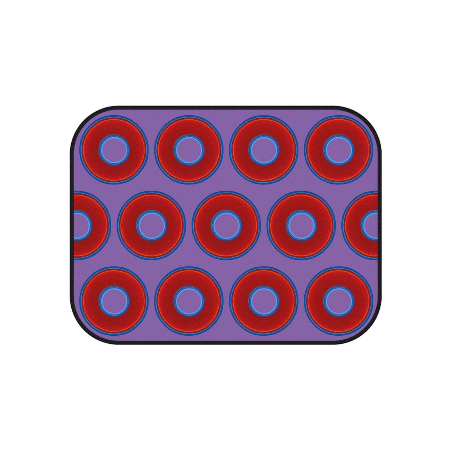 Contacted Car Mats - vivid donut print w/light purple background