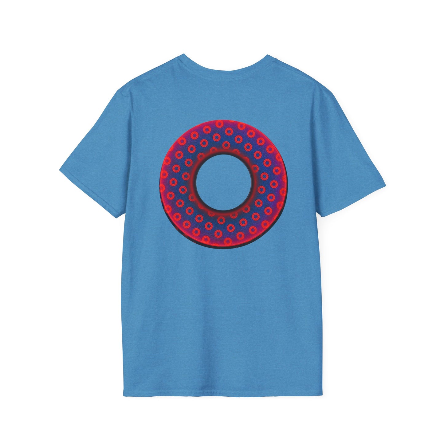 Classic Donut Tee - Unisex Soft-Style - "Vivid Donut inside a Paradox Donut" - blue/red electric paradox donut - variant 2 w/hole