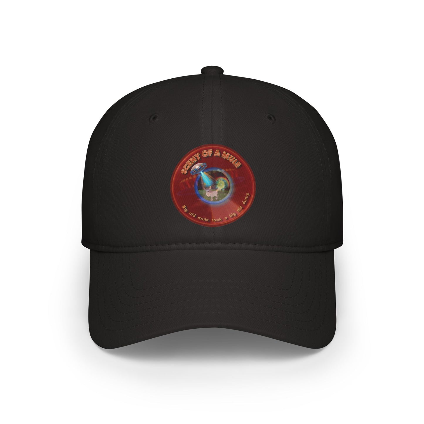 Lumpy Donut Baseball Cap - "Donut Caps? In Tomahawk County?" - variant 2 - vivid red donut w/