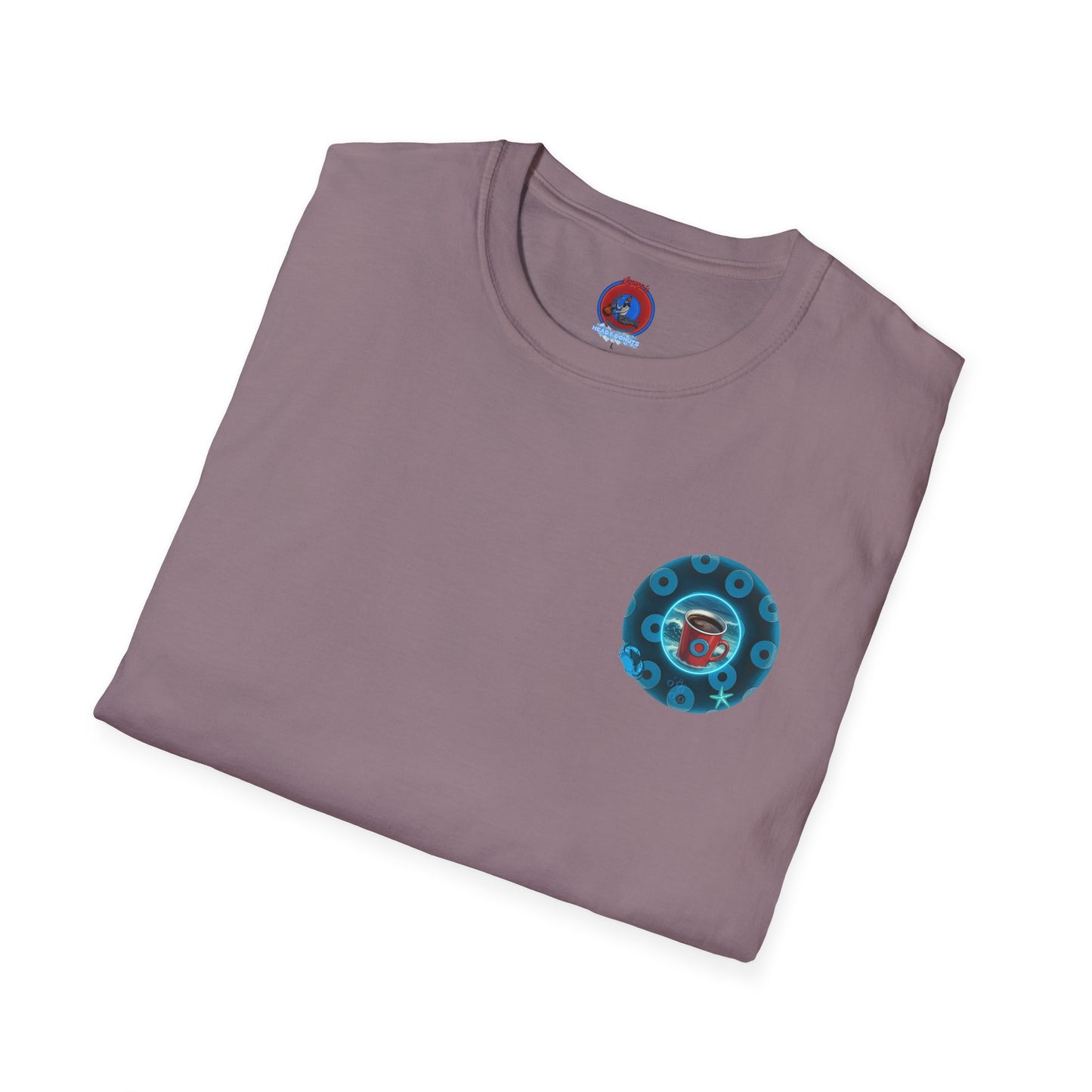 Classic Donut Tee - Unisex Soft-Style - "The Leaky Cup" - paradoxical blue/teal ocean donut -