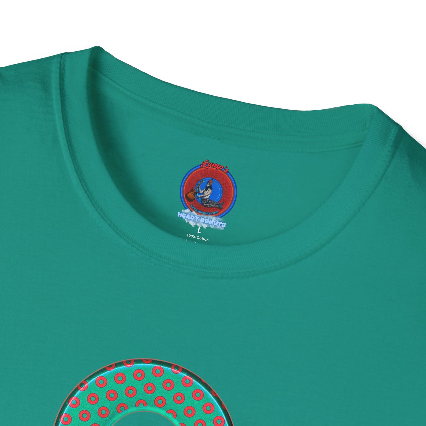 Plain Donuts/Unisex Soft-Style - "Plain Electric Paradoxical Donuts" - light green/red donuts