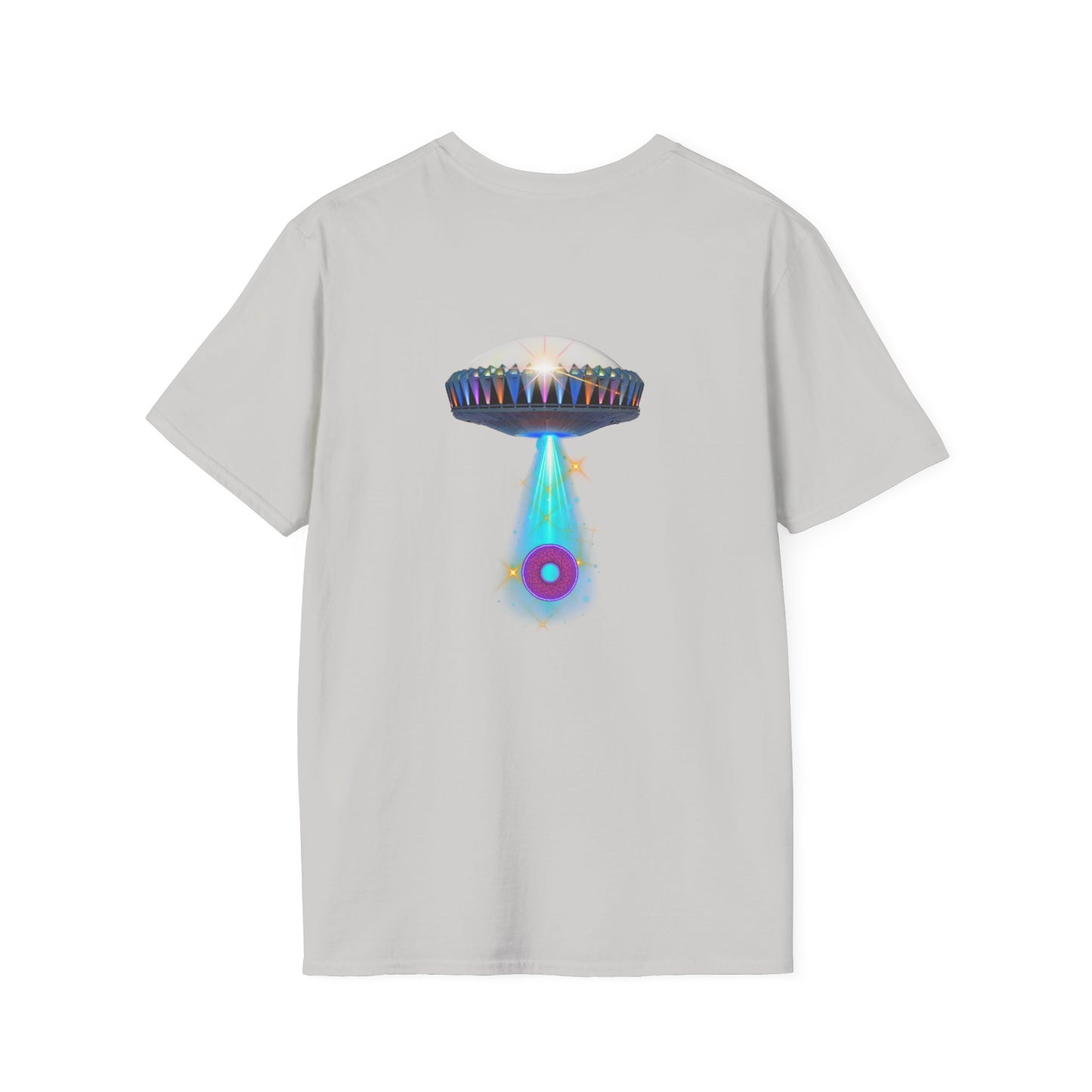 Classic Donut Tee - Unisex Soft-Style - "Donuts now Served on the Mothership" - series 1.0  - variant 6  - tractor-beamed donut