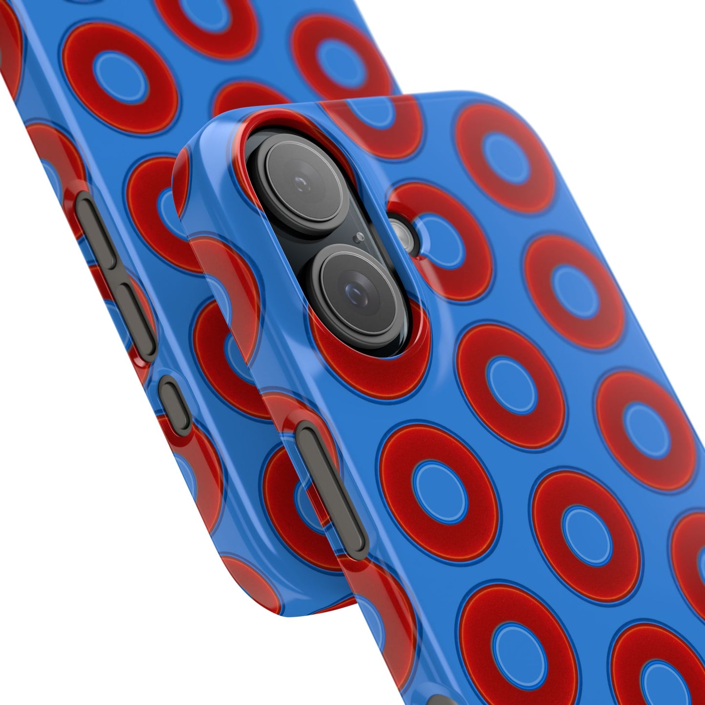 Lumpy Donut Snap Case - red vivid donut print w/light royal blue background