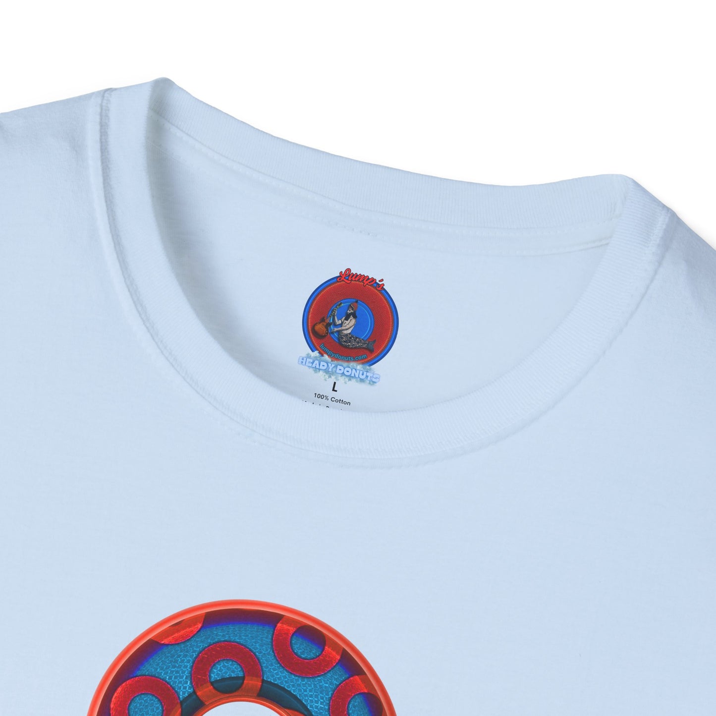 Plain Donuts/Unisex Soft-Style - "Plain Rustic Paradoxical Donuts" - red/light royal blue donuts