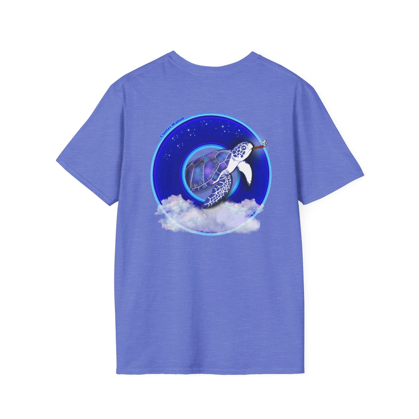 Classic Donut Tee - Unisex Soft-Style - "Clueless Wallob's Donuts" - vivid blue sky donut