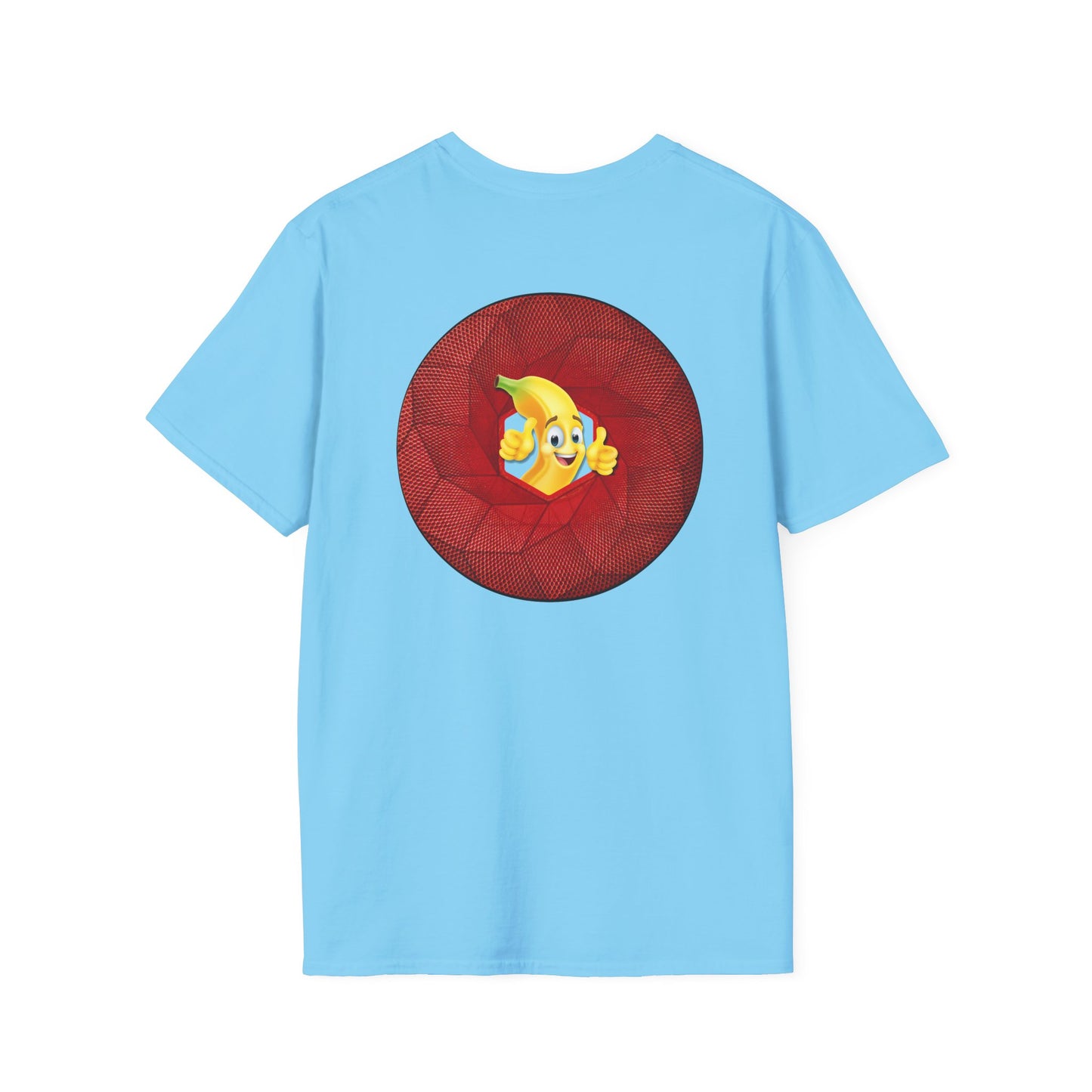 Classic Donut Tee - Unisex Soft-Style - "Dis sheet, it's bananas!" - series 1.0 - variant 1 - cubed red donut
