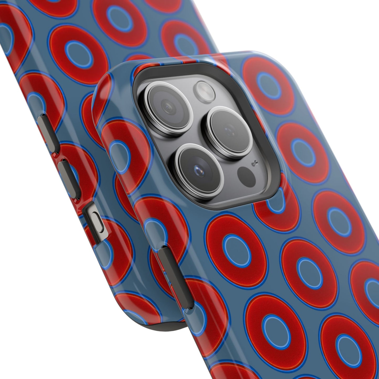 Magnetic Tough Donut Case - red vivid donut print w/steel blue background