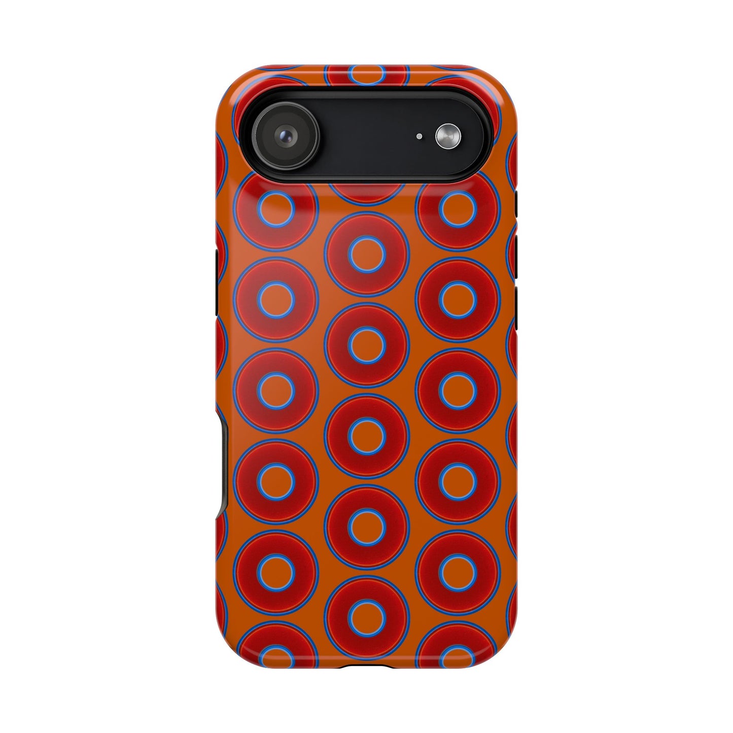 Magnetic Tough Donut Case - red vivid donut print w/dark orange background