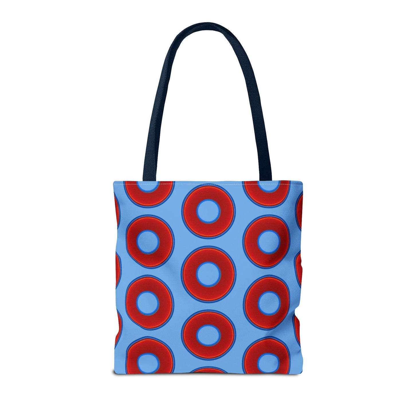 Lumpy Beach/Tote Bag - red vivid donuts w/light blue background