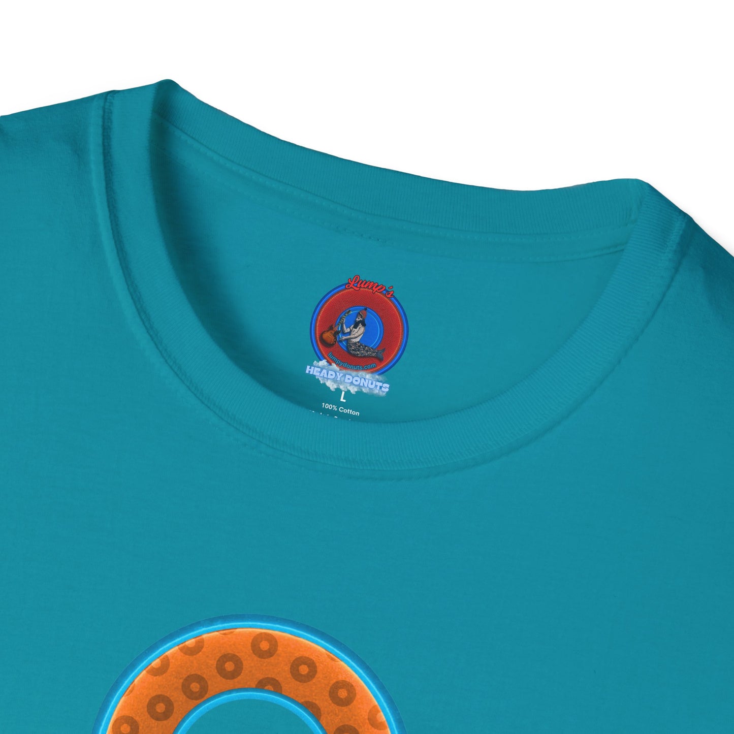 Plain Donuts/Unisex Soft-Style - "Plain Wide Mouthed Paradoxical Donuts" - orange/aquamarine blue donuts