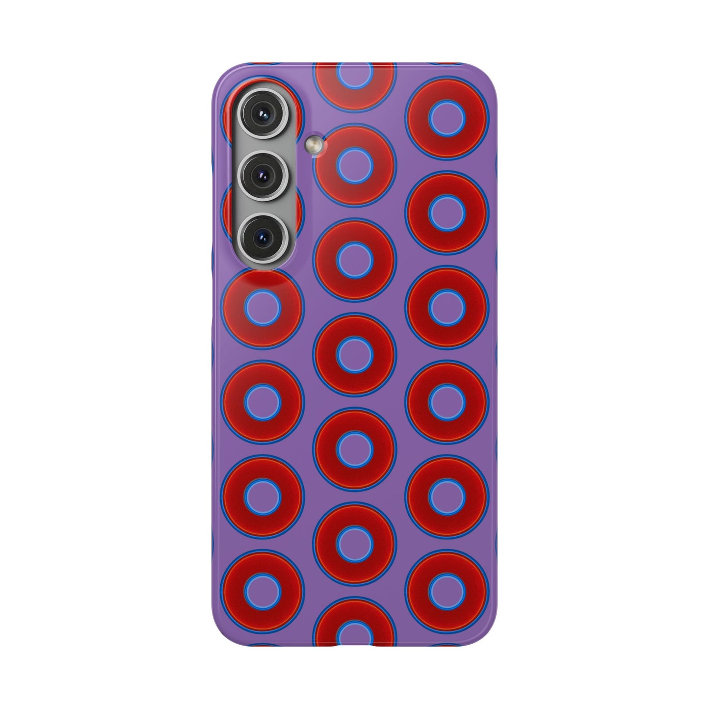 Lumpy Donut Snap Case - red vivid donut print w/light purple background