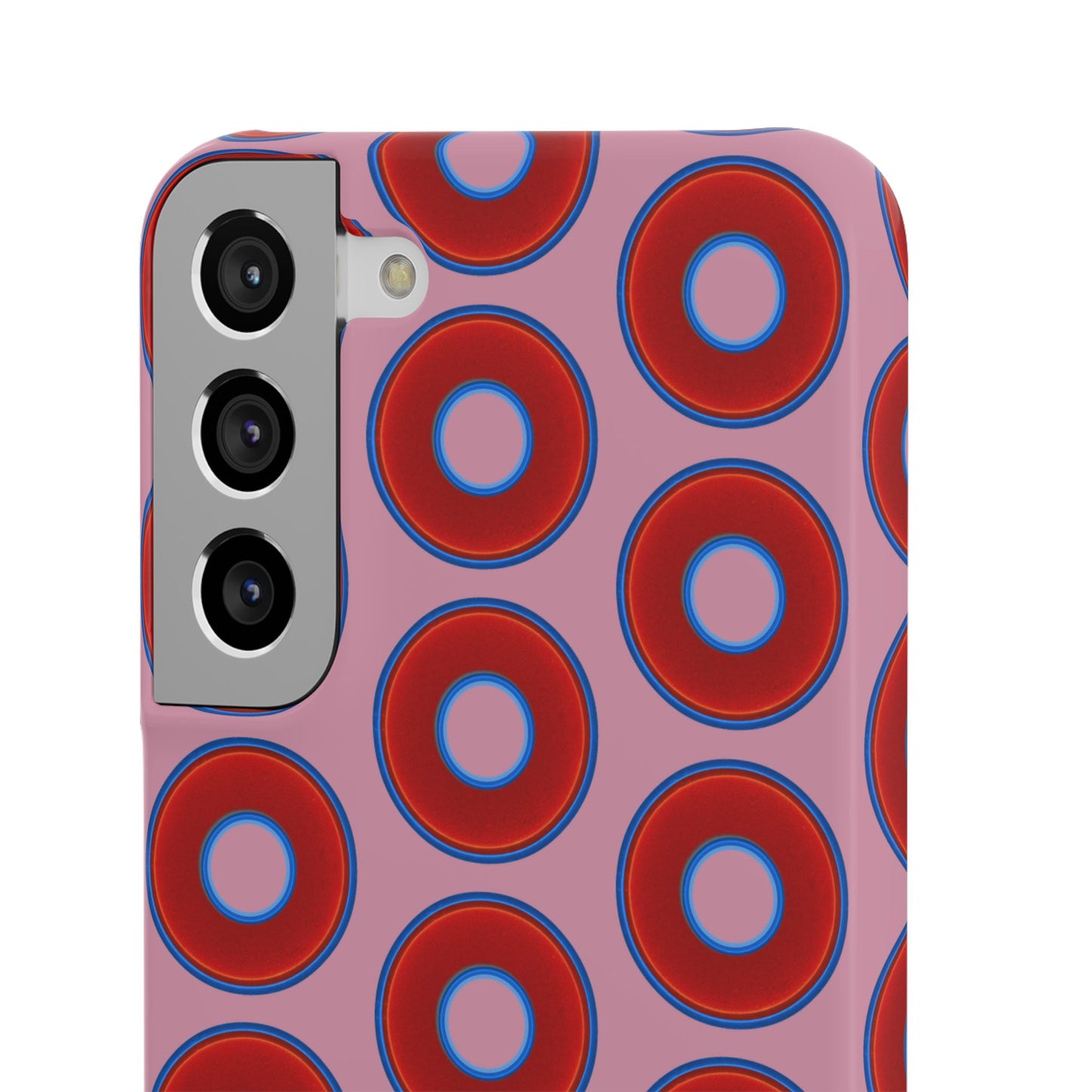 Lumpy Donut Snap Case - red vivid donut print w/pale magenta background