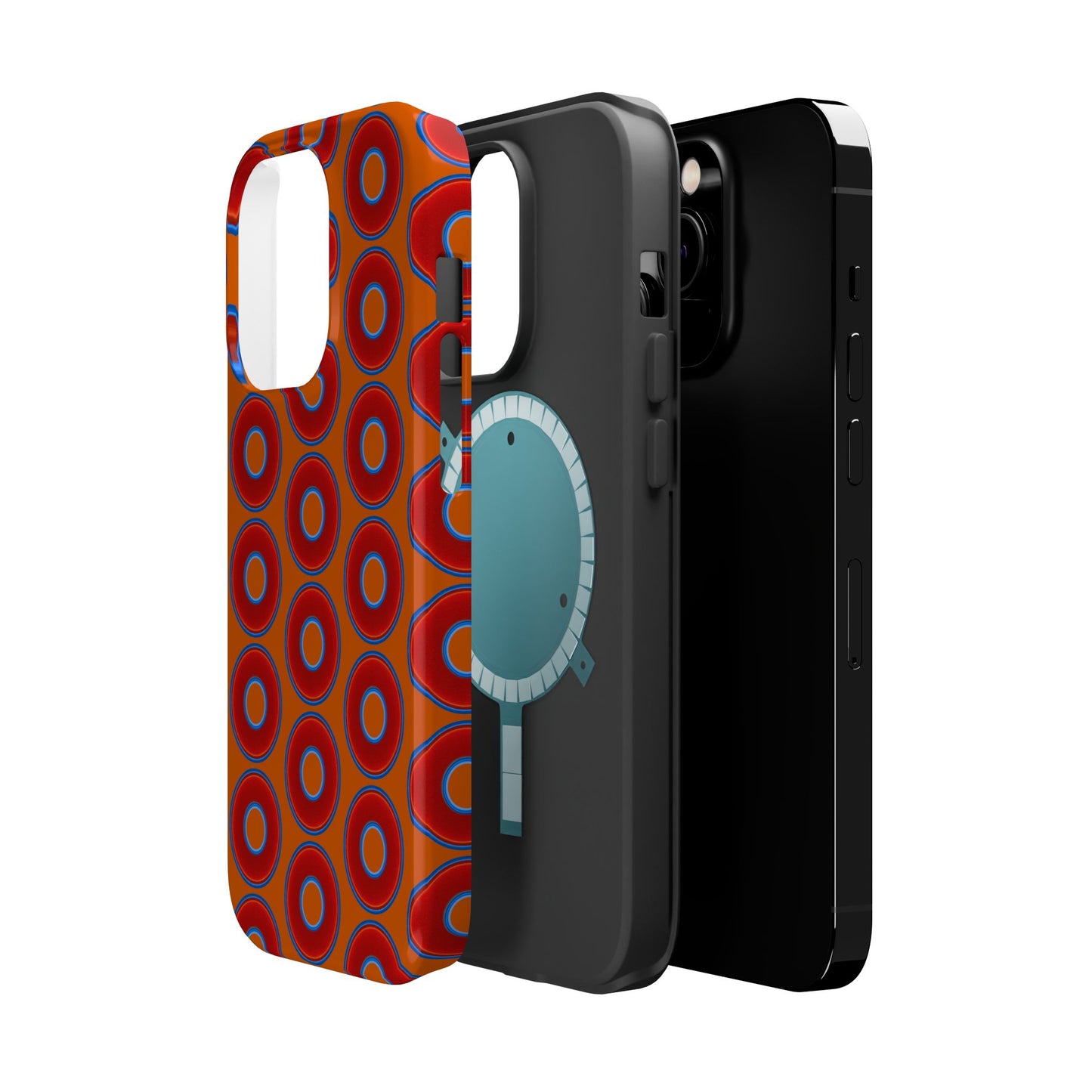 Magnetic Tough Donut Case - red vivid donut print w/dark orange background