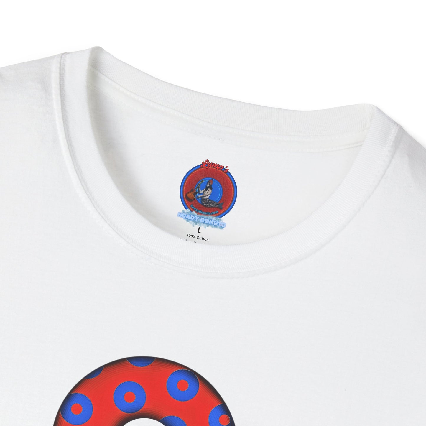 Plain Donuts/Unisex Soft-Style - "Plain Blimpy Paradoxical Donuts" - red/blue donuts