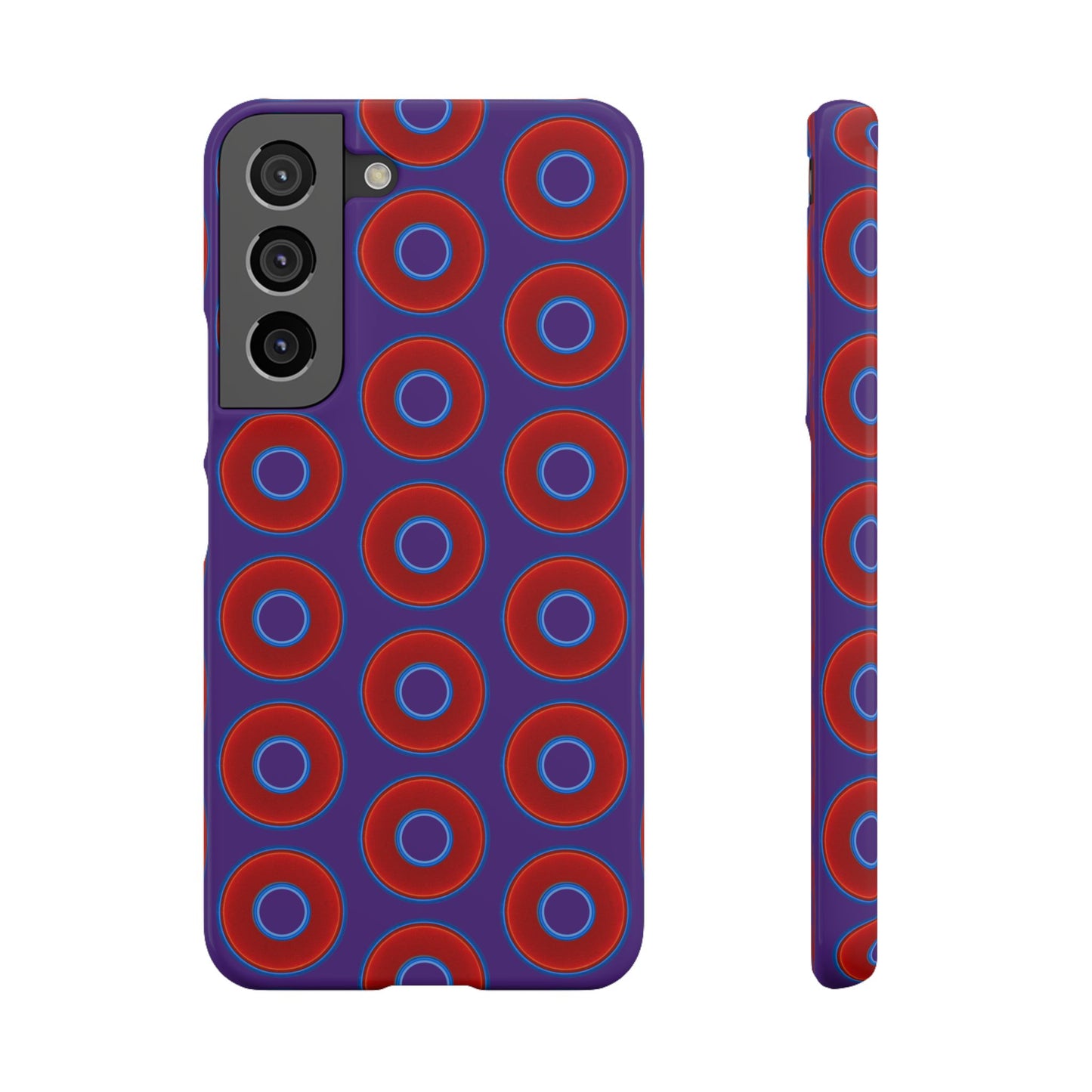 Lumpy Donut Snap Case - red vivid donut print w/dark purple background