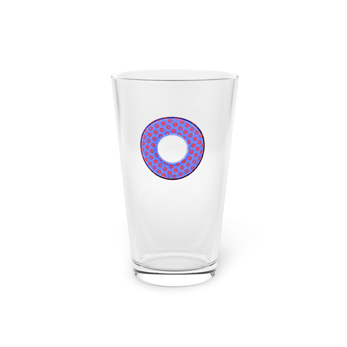 16oz Lumpy Pint Glass - blue/red electric paradox donut