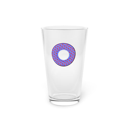 16oz Lumpy Pint Glass - blue/red electric paradox donut