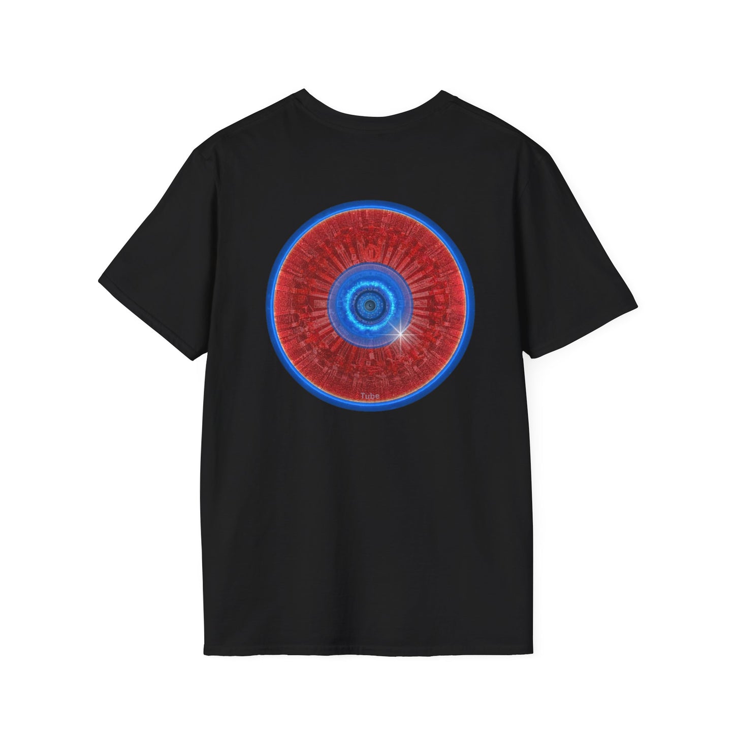 Classic Donut Tee - Unisex Soft-Style - "Graphic Translation Tee Shirt" - vivid red/blue tube donut - variant 1