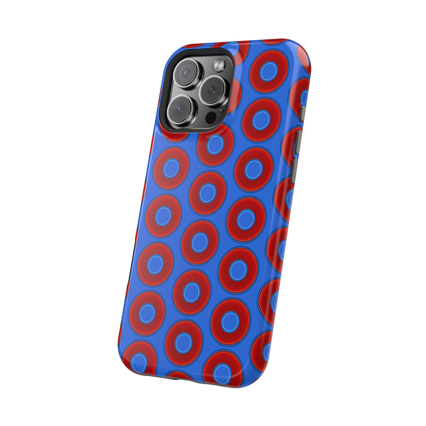 Magnetic Tough Donut Case - red vivid donut print w/medium royal blue background