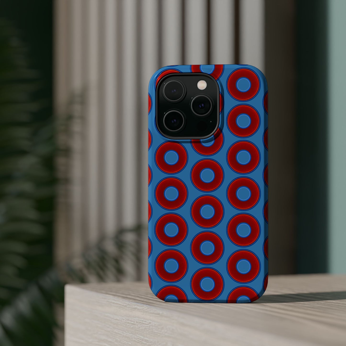 Copy of Magnetic Tough Donut Case - red vivid donut print w/light steel blue background
