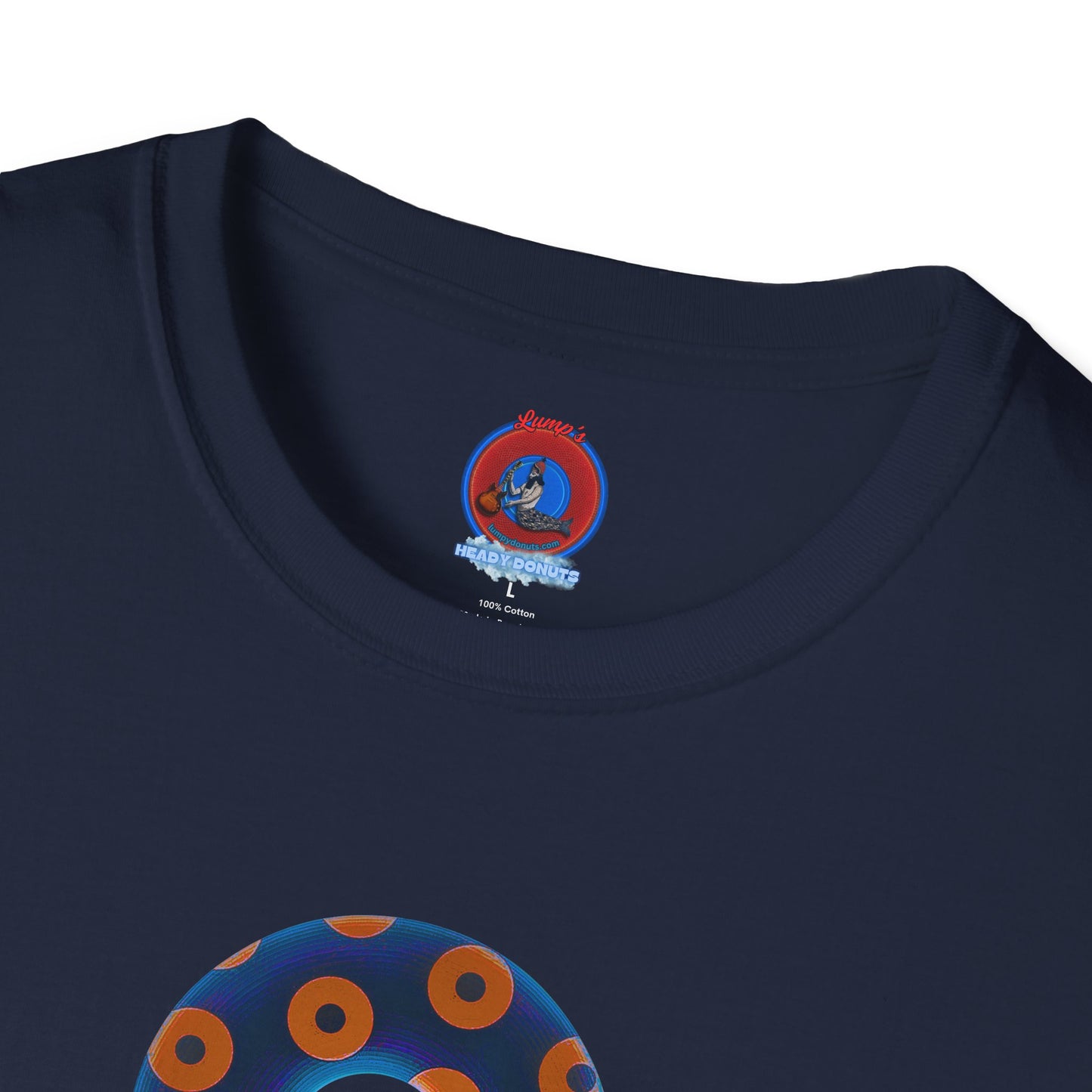 Plain Donuts/Unisex Soft-Style - "Plain Blimpy Paradoxical Donuts" - dark royal blue/orange donuts