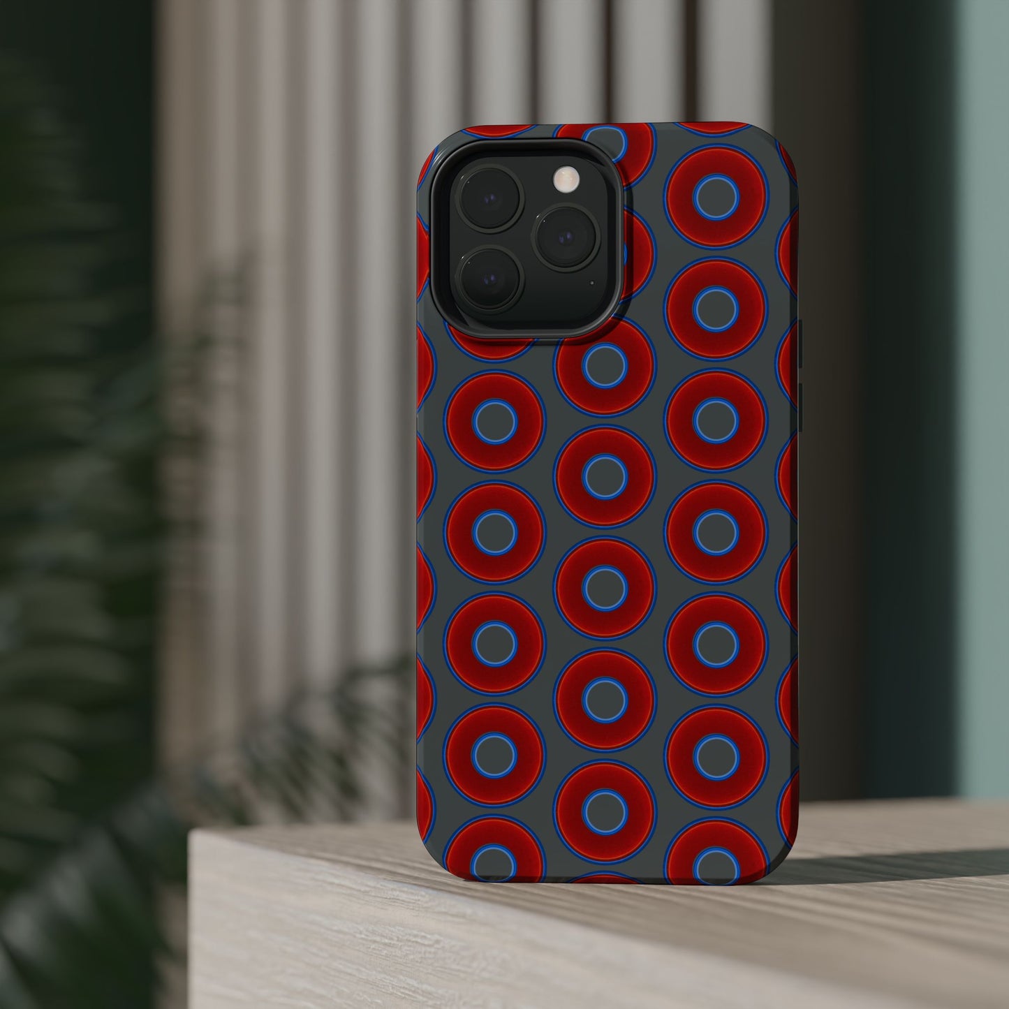 Magnetic Tough Donut Case - red vivid donut print w/dark gray background