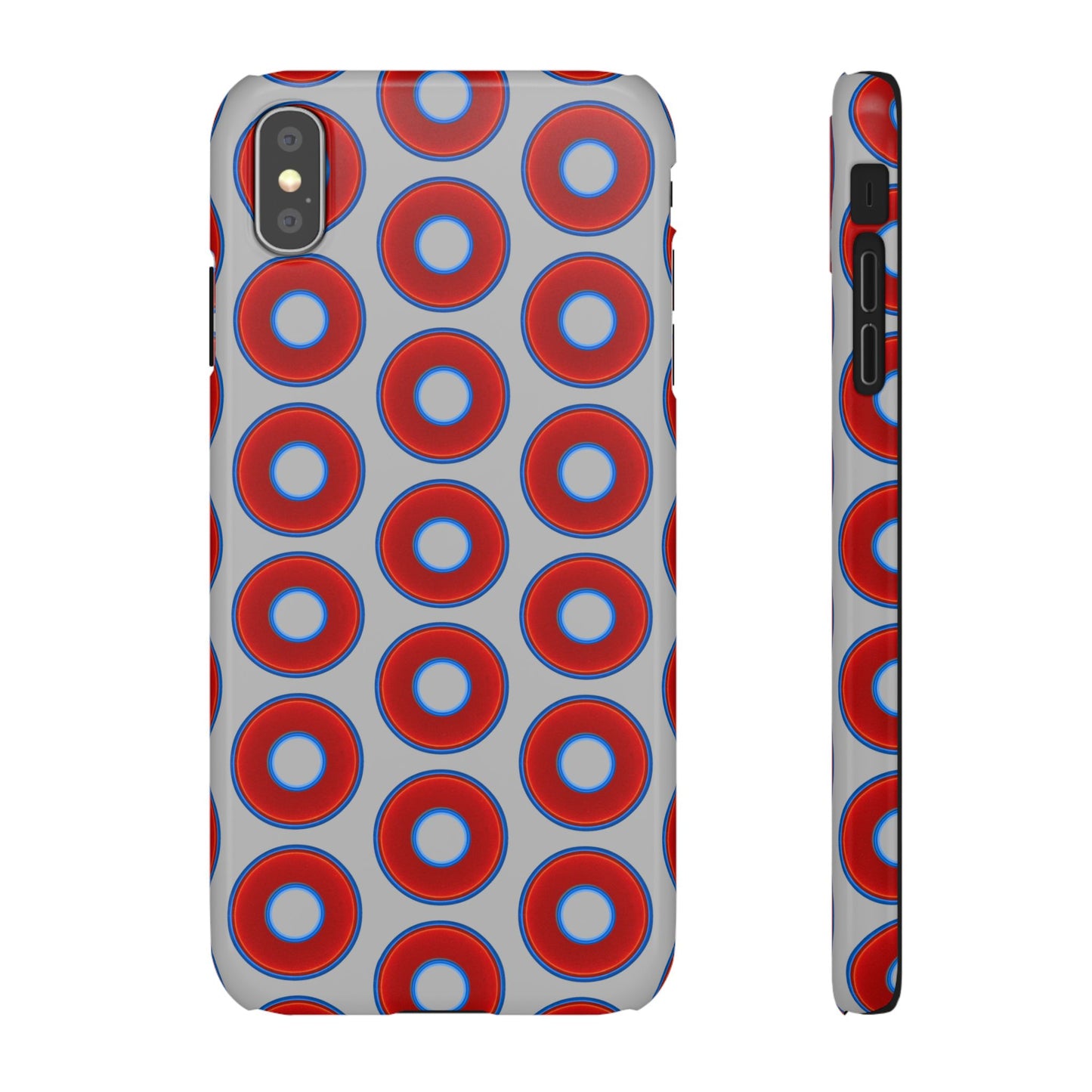 Lumpy Donut Snap Case - red vivid donut print w/light gray background
