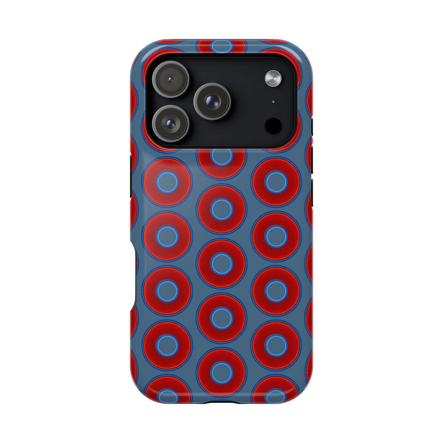 Magnetic Tough Donut Case - red vivid donut print w/steel blue background
