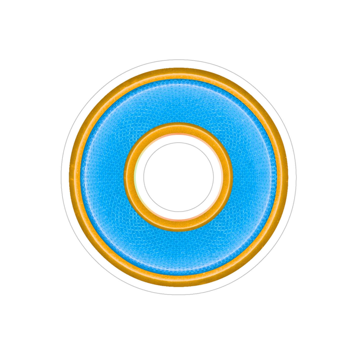 Donut Bumper/Outdoor Sticker - "Plain Jane Donut" - series 1.0 - variant - 5 - blue/yellow donut - [Die-Cut] 6"x 6"