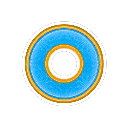 Donut Bumper/Outdoor Sticker - "Plain Jane Donut" - series 1.0 - variant - 5 - blue/yellow donut - [Die-Cut] 6"x 6"