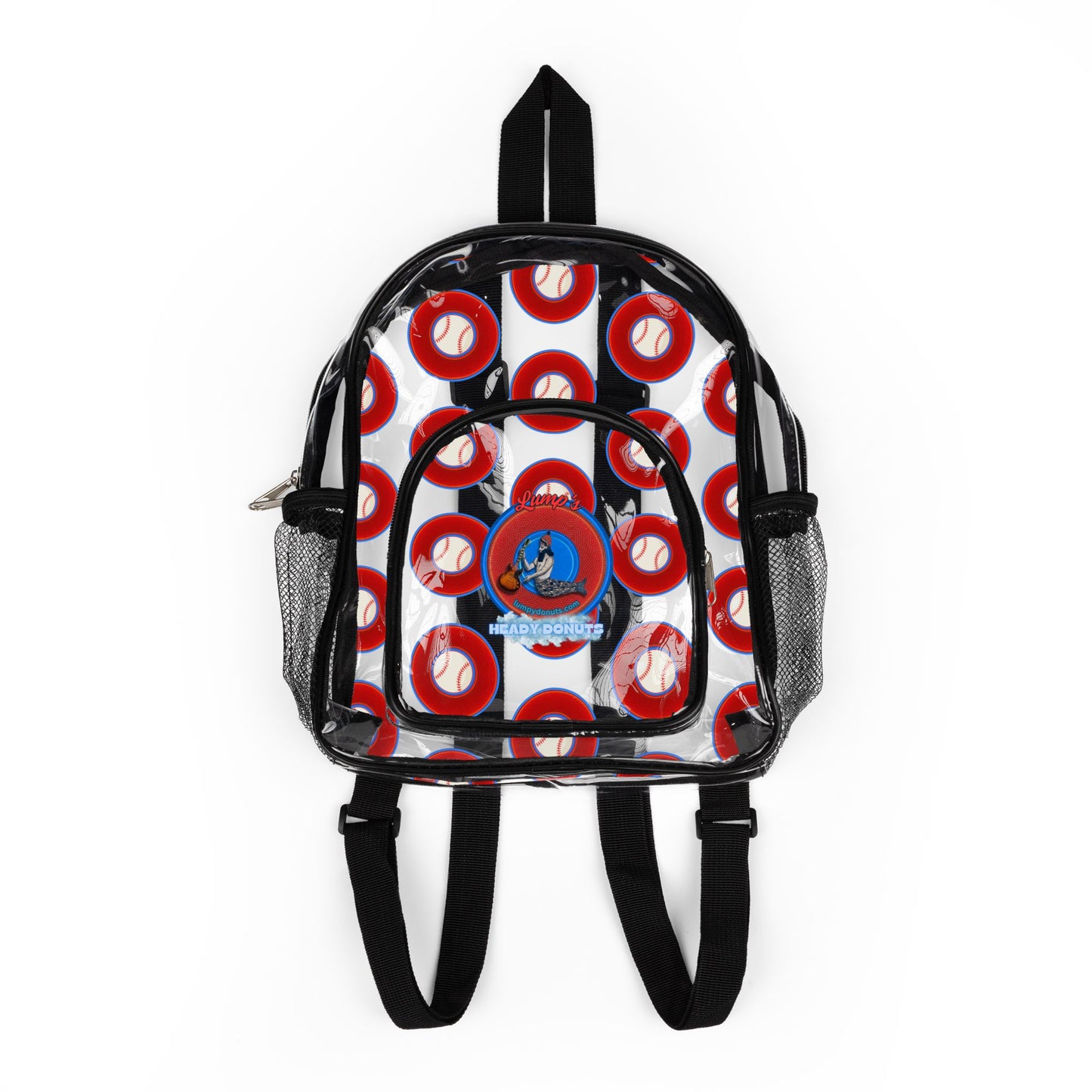 Lumpy Clear Pack/Concert Buddy - "Sam Horn's Backpack" - Phenway Edition - vivid red baseball donuts