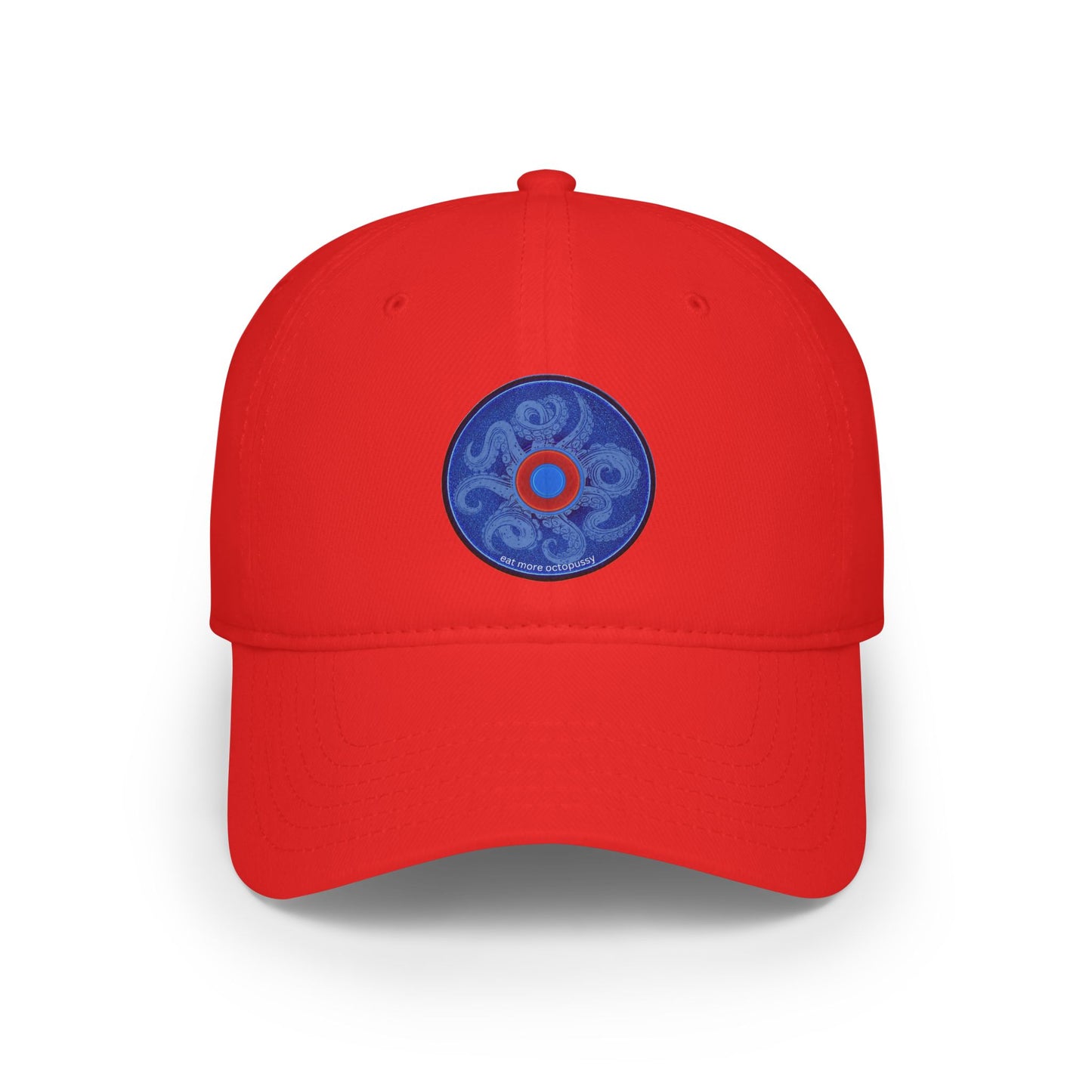 Lumpy Donut Baseball Cap - "Roger Moore's Donut" - variant 4 - vivid blue/red donut w/
