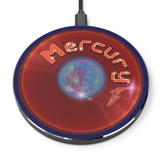 The Flow - Wireless Lumpy Donut Chargers - "Wireless Donut Charger of the Gods" - vivid red w/navy blue background - variant - 2