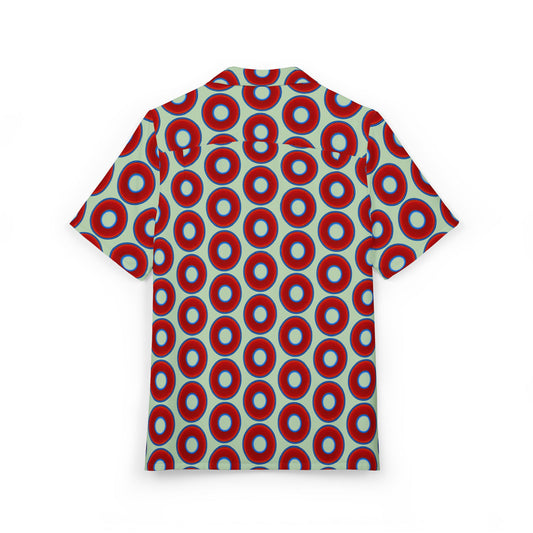 Wilson's 'Epic Hawaiian-Punch' Shirt - vivid red donut print w/seafoam background [unisex]