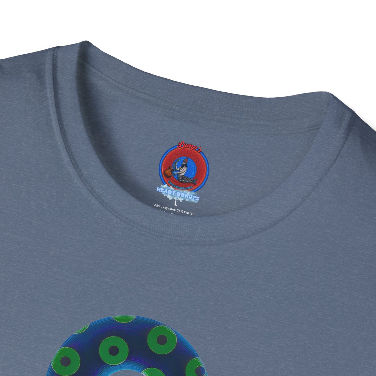 Plain Donuts/Unisex Soft-Style - "Plain Blimpy Paradoxical Donuts" - dark blue/lime green donuts