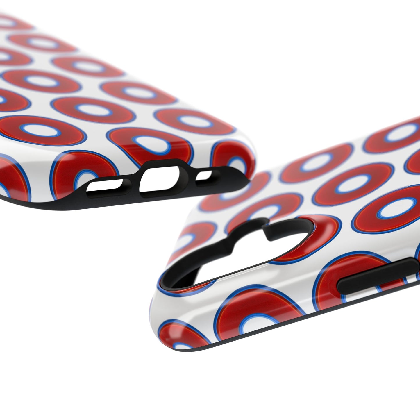 Impact-Resistant Lumpy Donut Case - red vivid donut print w/white background